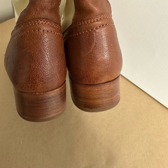 Brown and Cream Frye Leather Ankle Boots - Picture 4 of 10